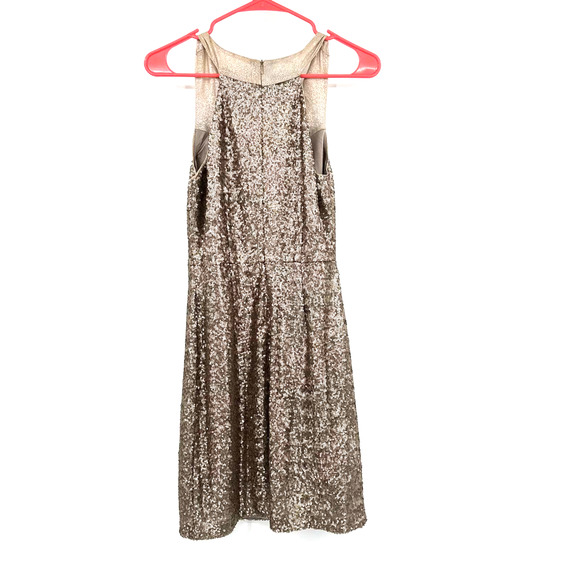 ark & co size small sleeveless bronze gold sequin dress lined illusion deep v - Picture 2 of 7
